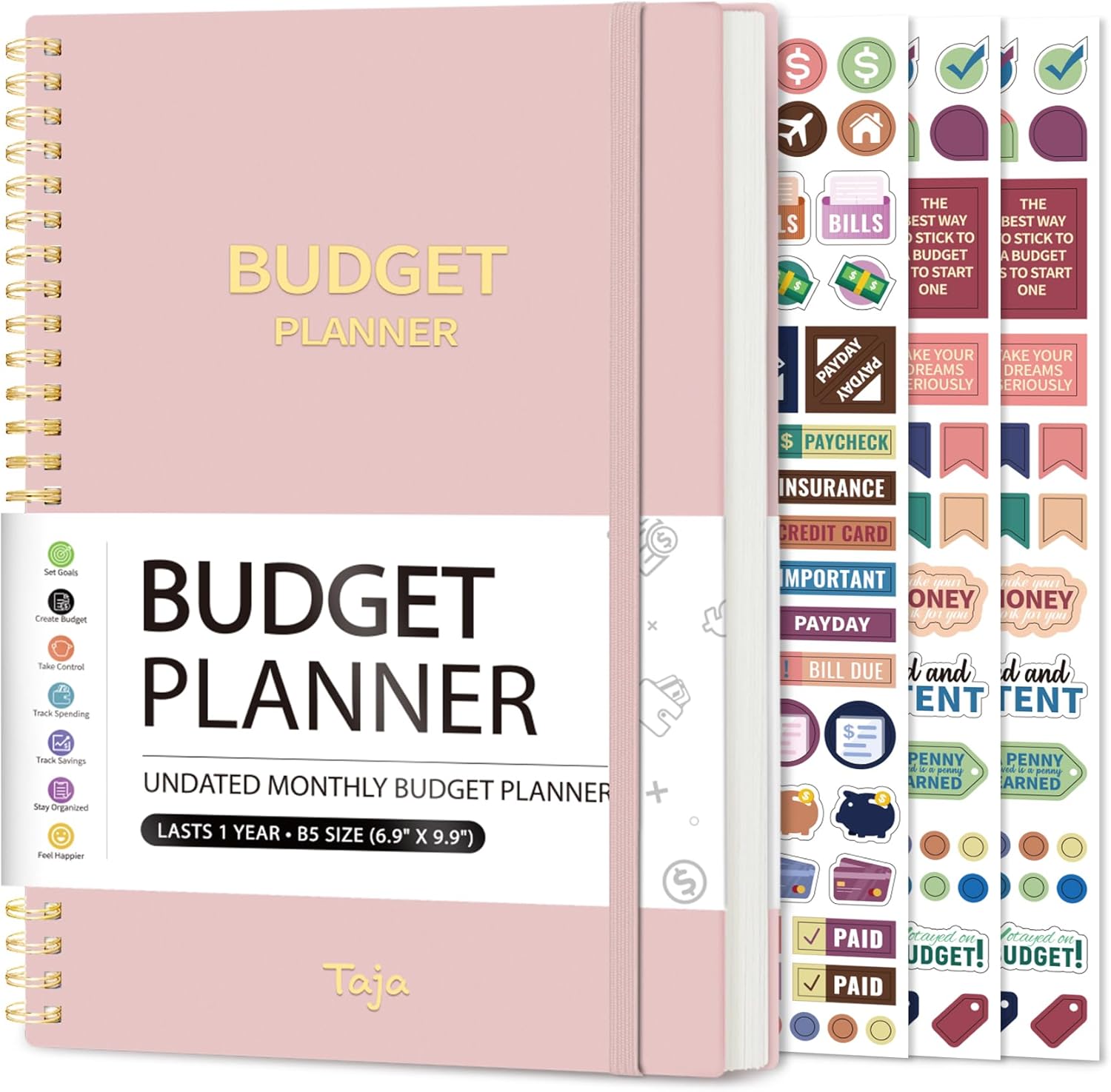 Budget Planner - Monthly Budget Book with Expense Tracker Notebook, Undated Bill Organizer & Finance Planner to Take Control of Your Money, 2025-2026 Account Book to Manage Your Finances-Pink
