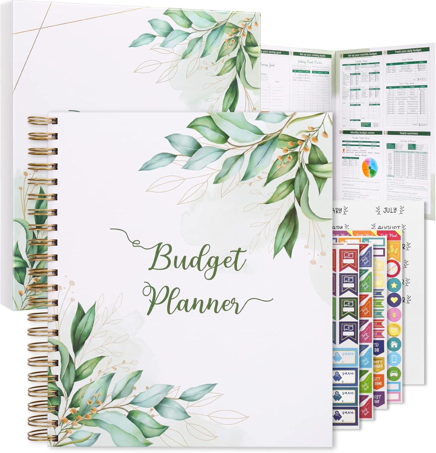 SOLIGT 8.5 x 11 inches Large Budget Planner and Monthly Bill Organizer – Premium Hardcover Budget Book with 12 Pockets for Savings, Debt, Expense Tracking – Budget Tracker with Stickers