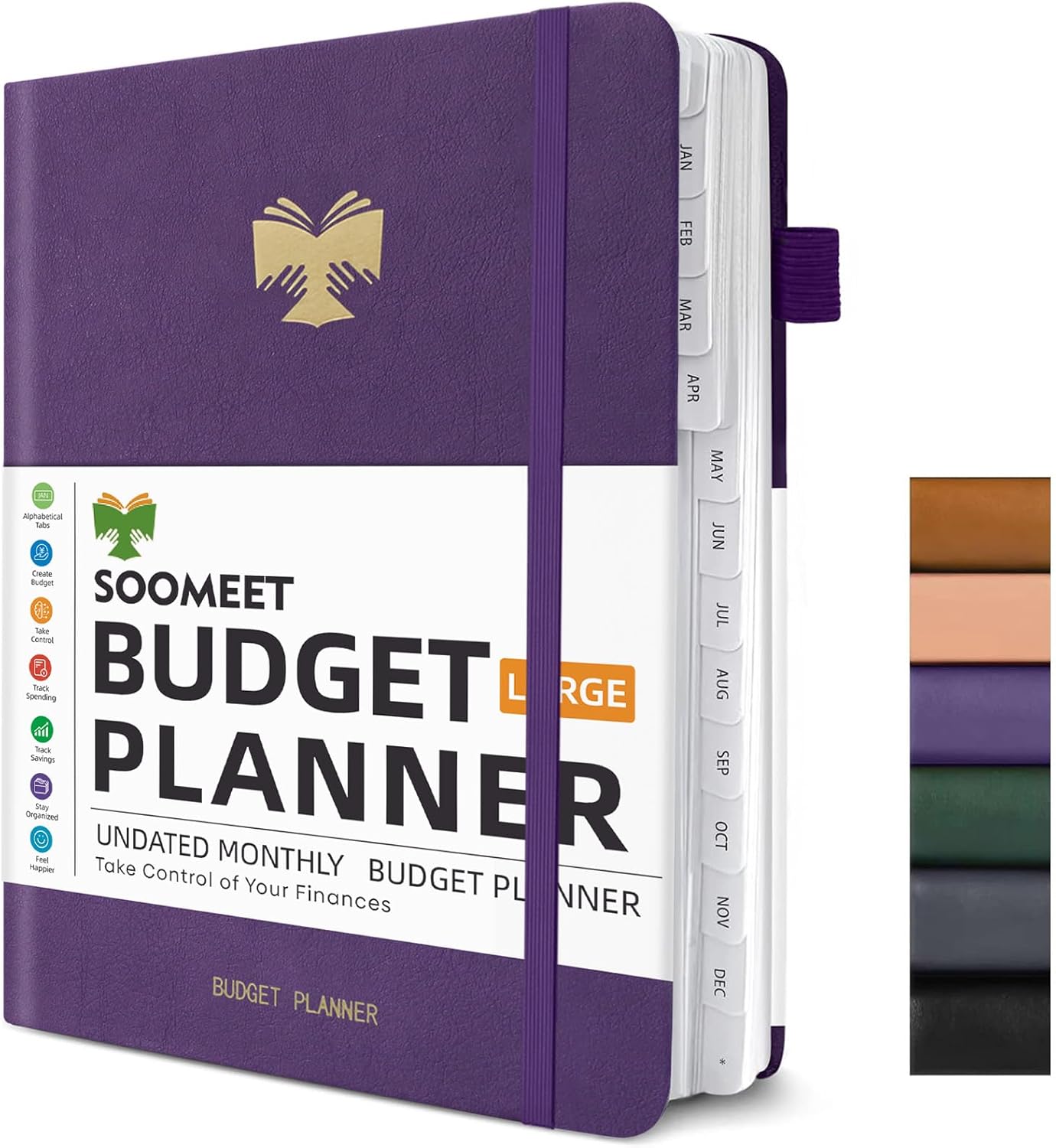Budget Planner with Monthly Tabs,Large Size, Budgeting Journal and Budget Book to Control Your Money, Hardcover (Purple)
