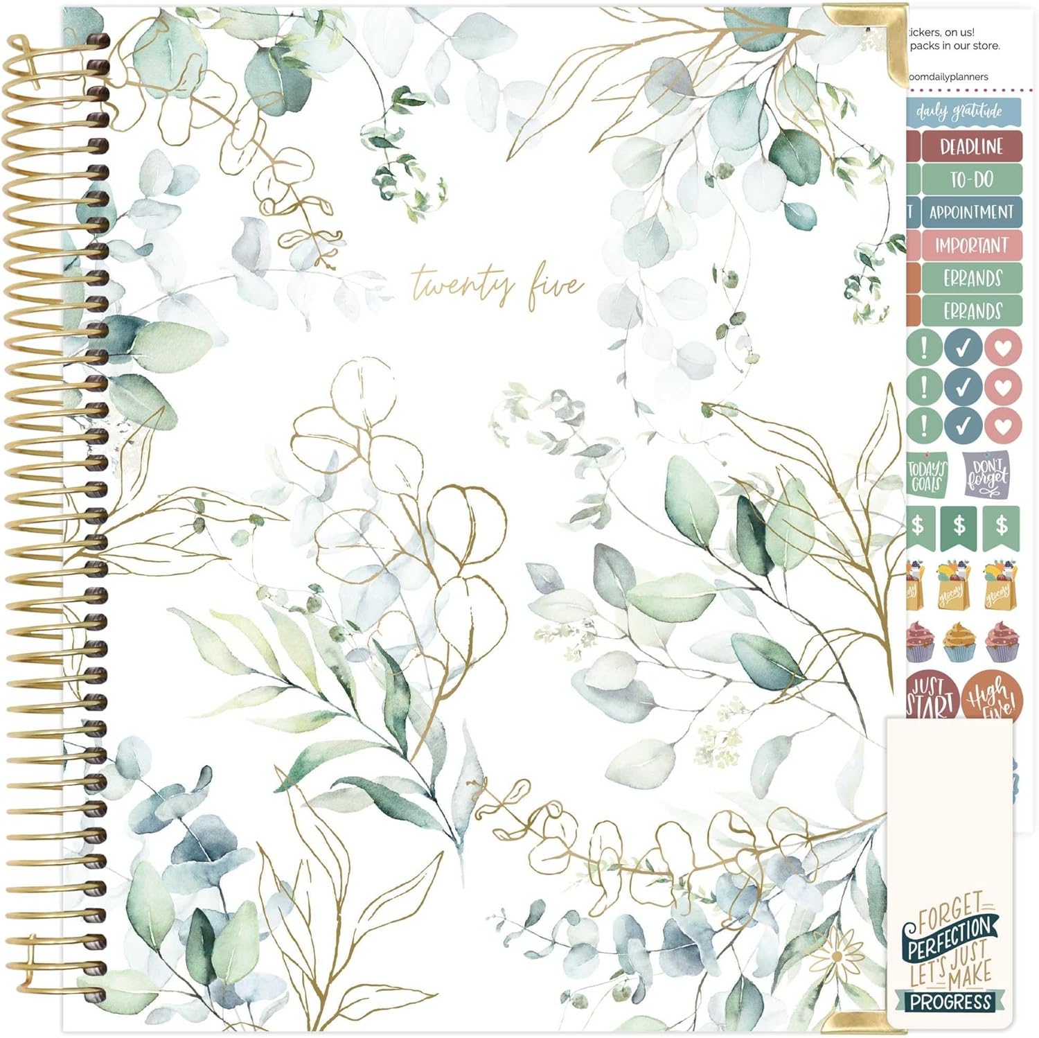 bloom daily planners 2025 Hardcover Calendar Year Goal & Vision Planner (January 2025 - December 2025) - Monthly/Weekly Column View Agenda Organizer - 7.5
