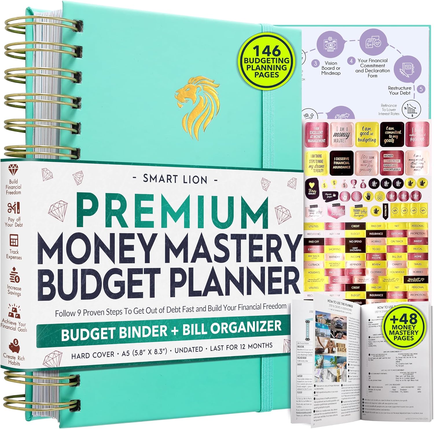 Spiral Budget Planner 2025 and Monthly Bill Organizer with Pockets – A Finance Journal and Debt Tracker for Bill Payments & Savings | A 12-Month Financial Journey to Financial Freedom