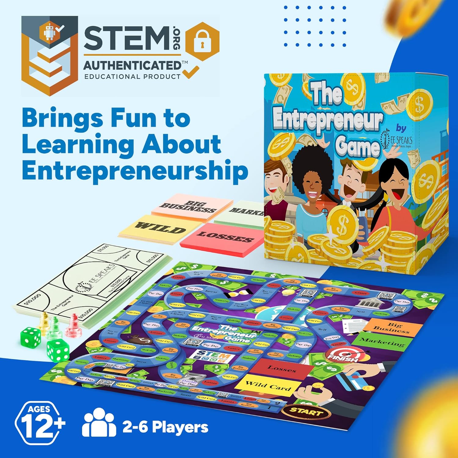 The Entrepreneur Game - Award-Winning STEM Accredited Board Game for Kids & Adults | Teaches Money Management, Business Strategy & Financial Literacy | Best in STEM, Mom\'s Choice Award Winner 2024