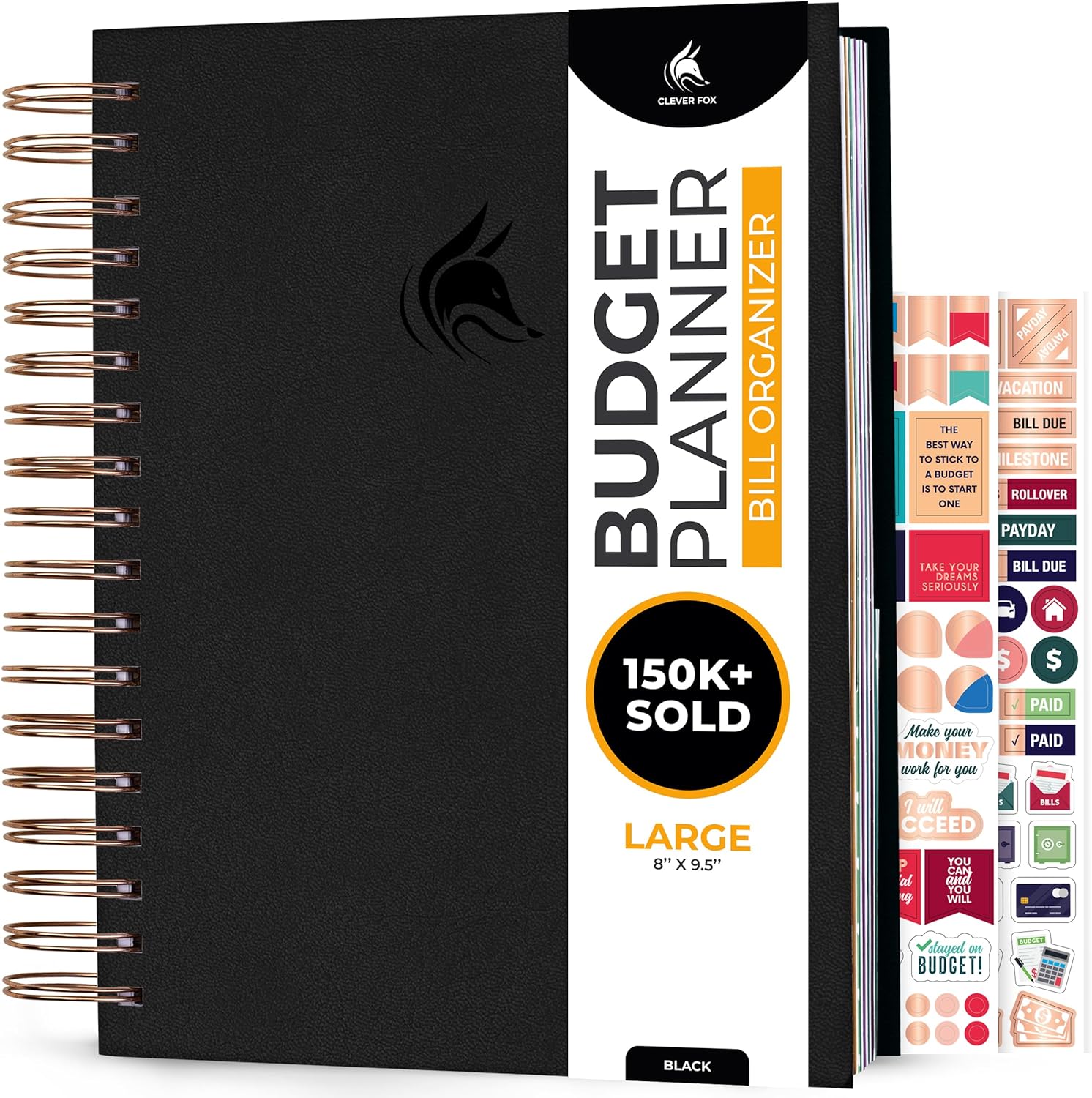Clever Fox Budget Planner & Monthly Bill Organizer With Pockets. Expense Tracker, Budgeting Journal & Financial Book. Large, 8x9.5